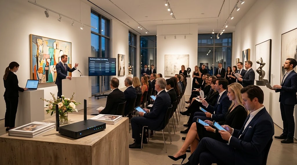 Ventes aux Enchères et Galeries d'Art Éphémères : Sécuriser les Ordres d'Achat en Ligne et le Wi-Fi VIP avec une Connectivité Internet Temporaire Haute Disponibilité