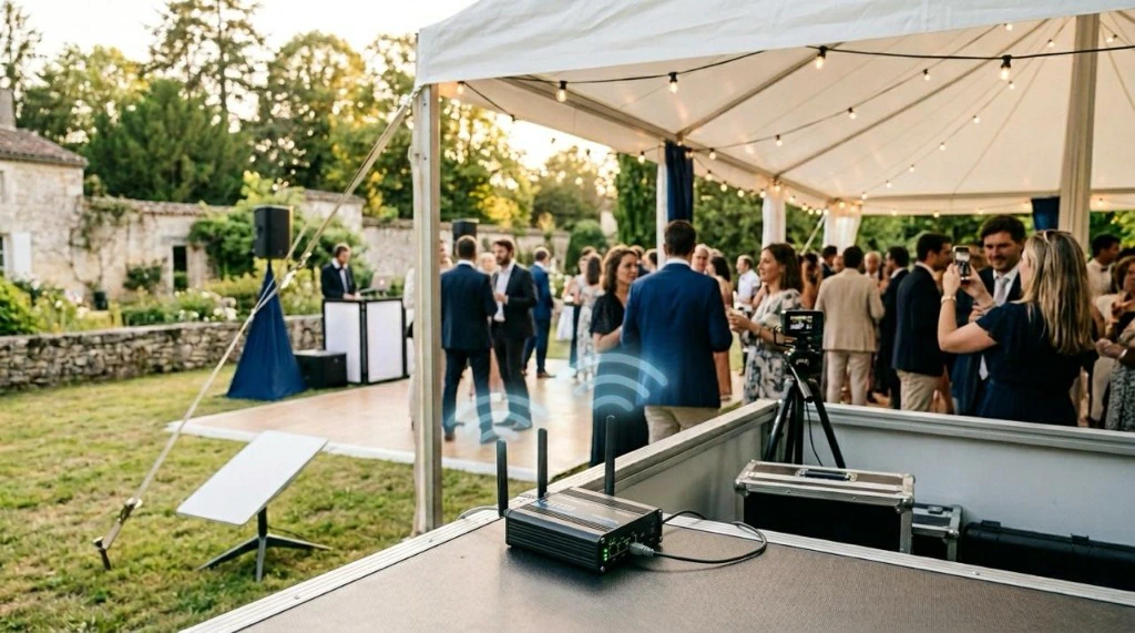 Antenne Starlink déployée sur événement plein air Welink